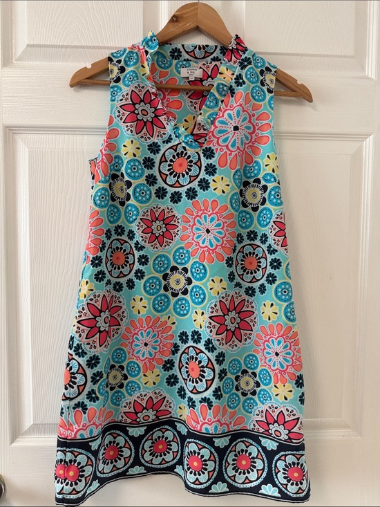 crown & ivy Dresses & Skirts - Carter's Aqua Floral Sleeveless Shift Dress with Coral and Navy Accents